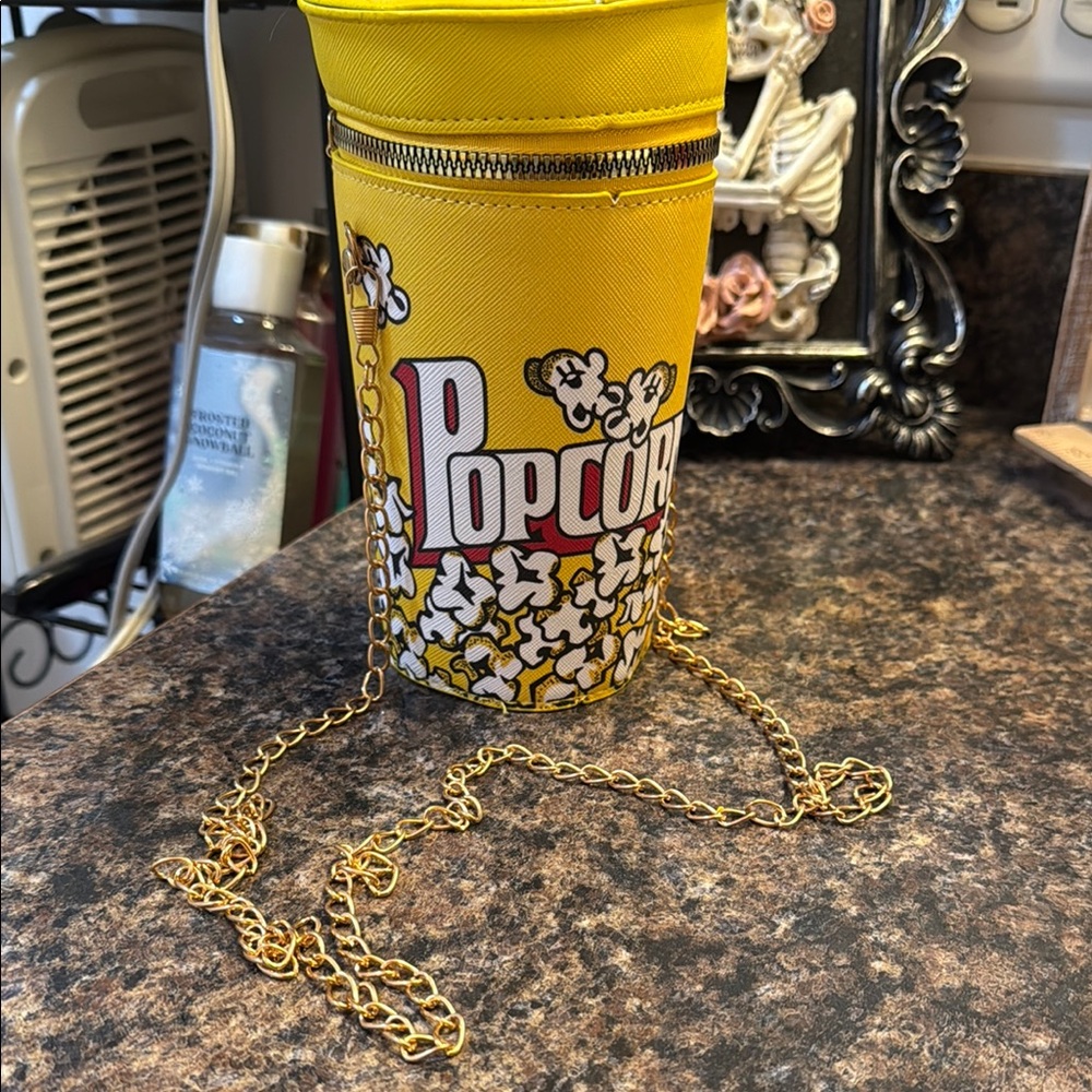 First offer wins Yellow Popcorn Bucket Bag with Gold Chain